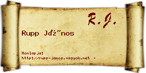 Rupp János névjegykártya
